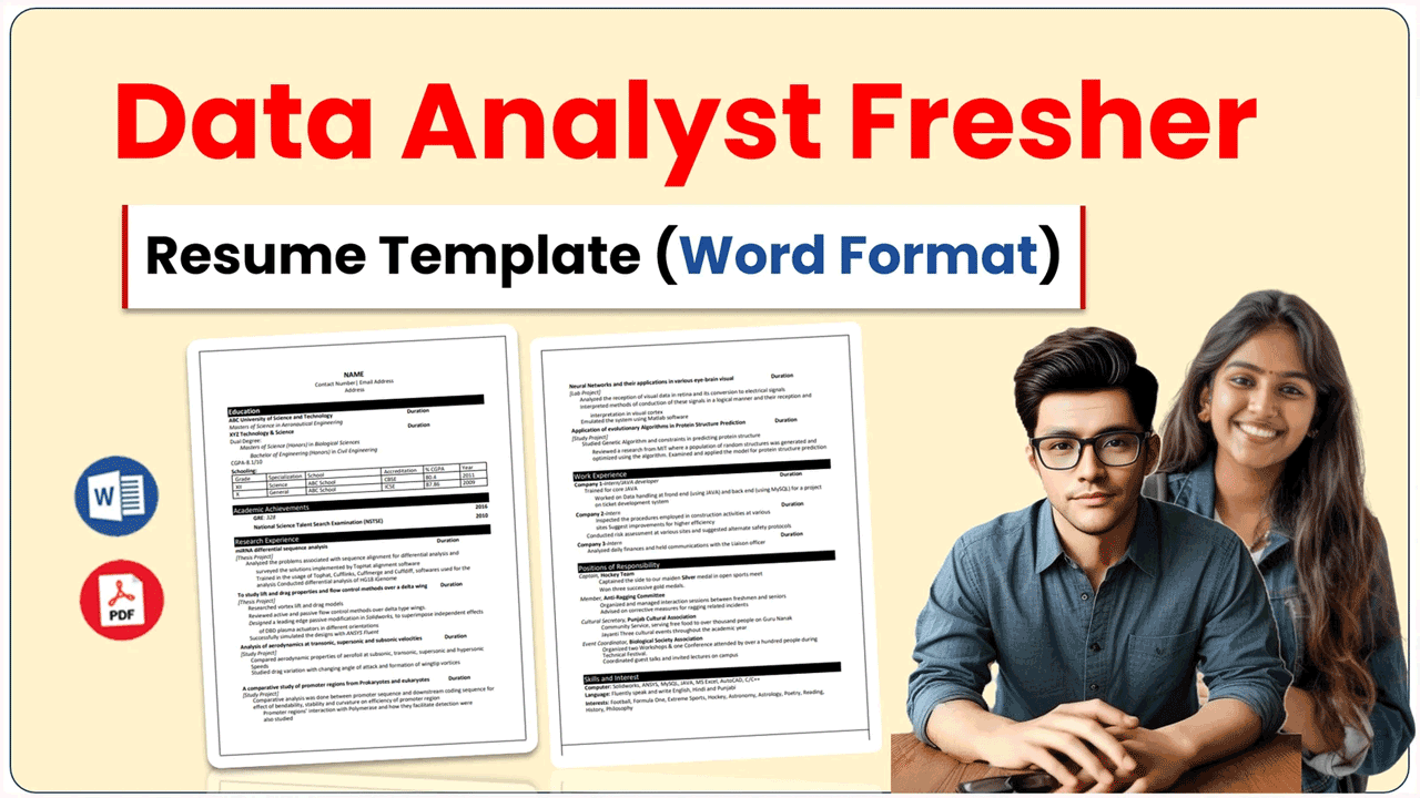 Data Analyst Fresher Resume