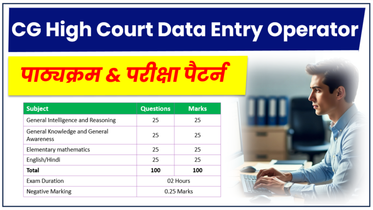 CG High Court Data Entry Operator Syllabus 2026 in Hindi & English