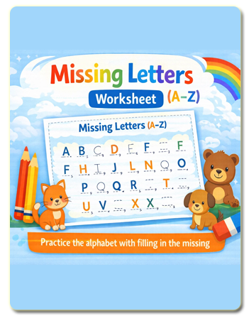 Missing letters (A&ndash;Z) Worksheets