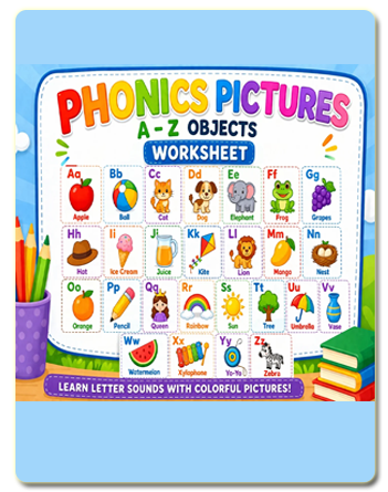 Simple phonics words (A = Apple, etc.)