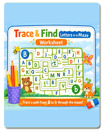 Trace & find letters in a maze Worksheets