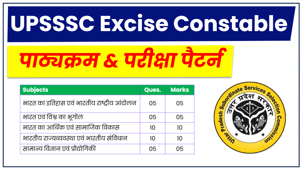 UPSSSC Excise Constable Syllabus