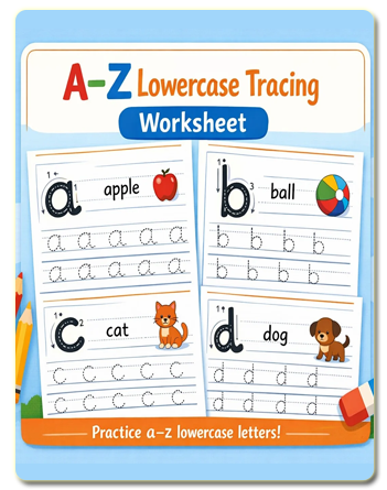a&ndash;z Lowercase tracing Worksheets