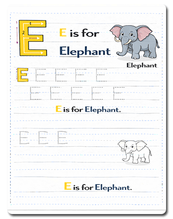 Letter E Tracing Worksheets Preschool