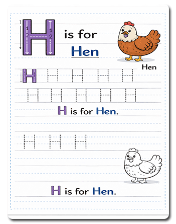 Letter H Tracing Worksheets Preschool