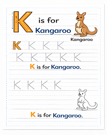 Letter K Tracing Worksheets Preschool