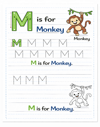 Letter M Tracing Worksheets Preschool