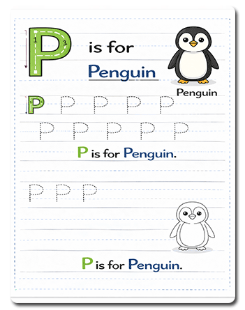 Letter P Tracing Worksheets Preschool