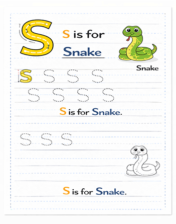 Letter S Tracing Worksheets Preschool