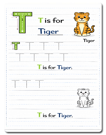 Letter T Tracing Worksheets Preschool