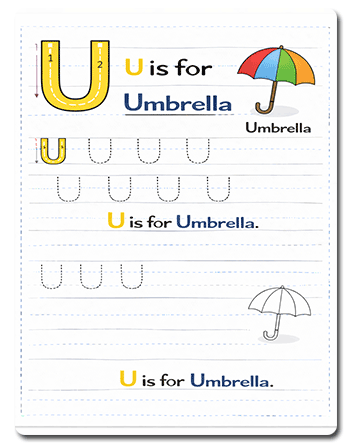 Letter U Tracing Worksheets Preschool