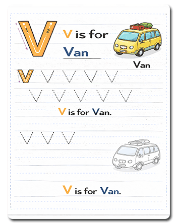 Letter V Tracing Worksheets Preschool