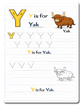 Letter Y Tracing Worksheets Preschool