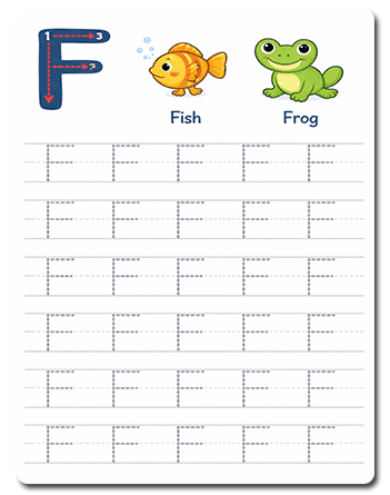 Tracing Letter F Worksheets