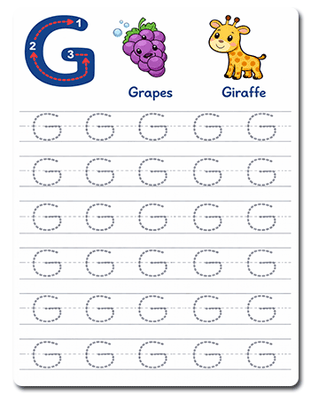 Tracing Letter G Worksheets