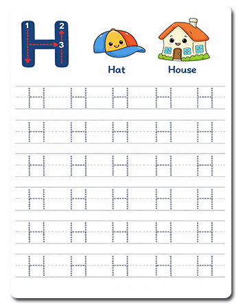 Tracing Letter H Worksheets