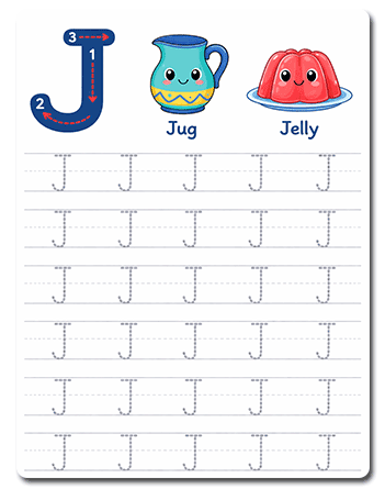Tracing Letter J Worksheets