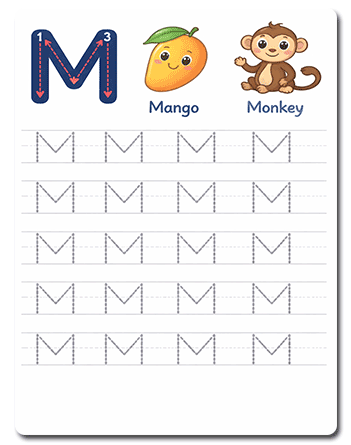 Tracing Letter M Worksheets