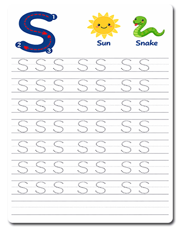 Tracing Letter S Worksheets