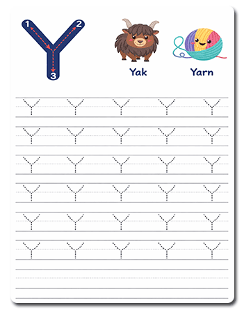 Tracing Letter Y Worksheets