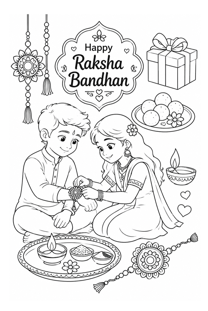 raksha bandhan outline images